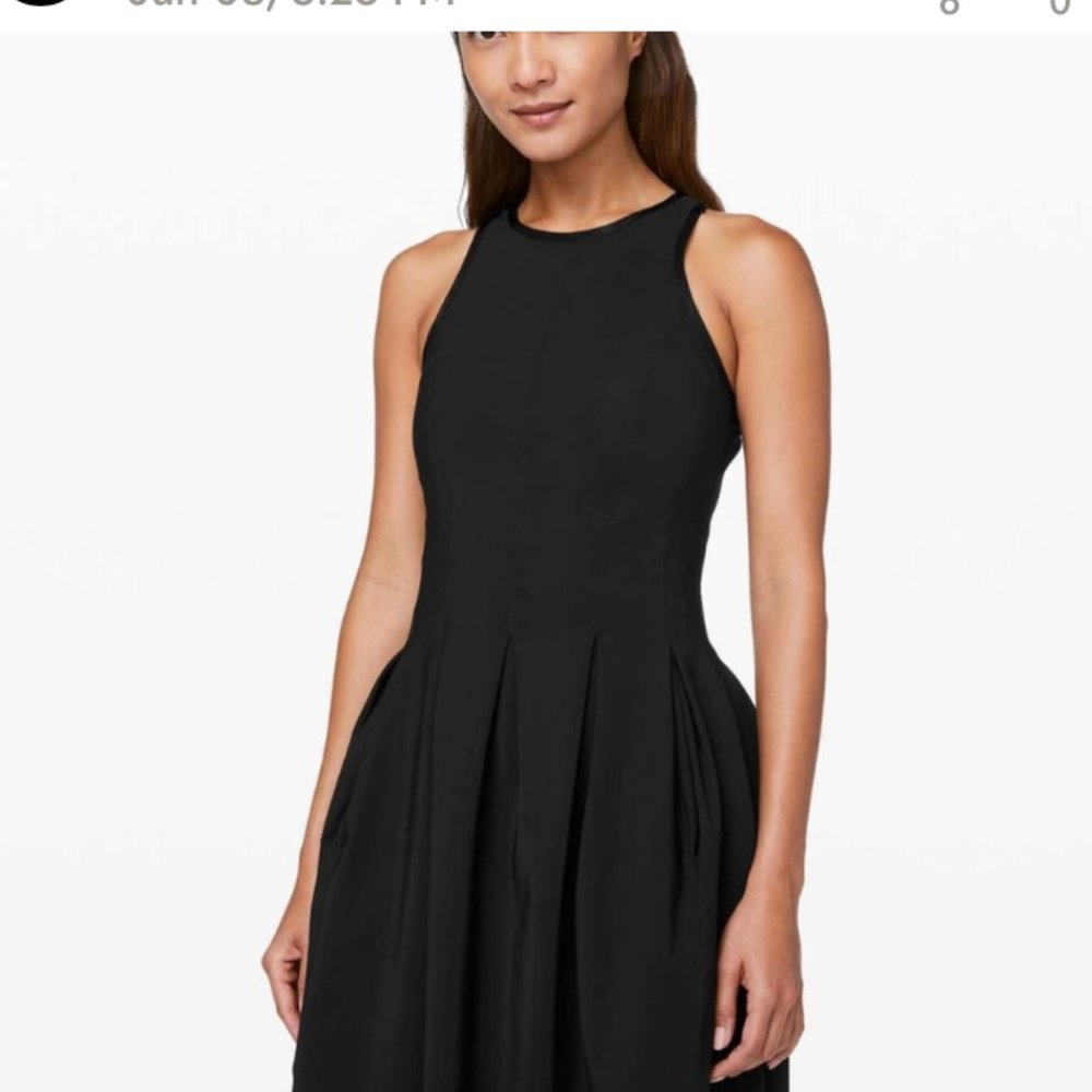 Lululemon Black Fit & Flare Dress | Size 4 | Sleeveless | Pockets | Stretchy & F